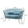 Zitbank Belle 2 zits licht blauw velvet stof incl. 2 kussens 